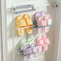  Bathroom slipper rack Bathroom folding drain rack Seamless punch-free storage rack Household door hanging shoe rack