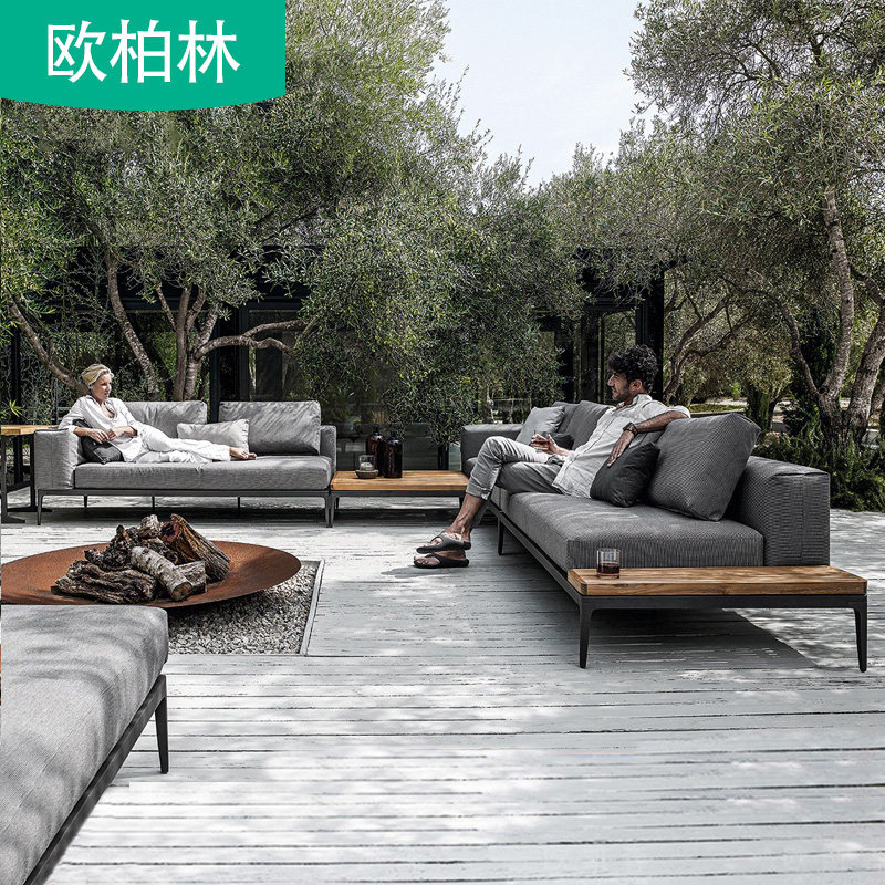 Outdoor wooden vine sofa garden courtyard leisure upscale sofa combination furniture villa shrinkable courtyard sofa
