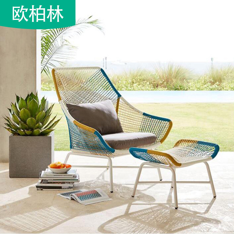 Balcony Sloth Sofa Fujchairs Nordic minimalist Cane Chair Tea Table Combinations Patio Garden Creative Casual Table and chairs