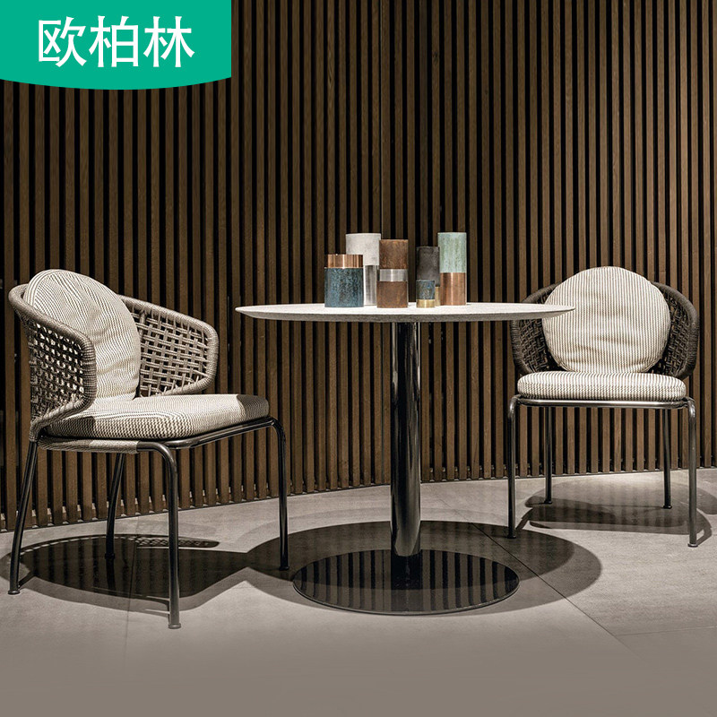 Outdoor table and chairs balcony Nordic minimalist table and chairs Three sets of rattan chairs outdoor patio designer creative casual table and chairs