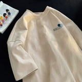 Tide, ретро абрикосовая хлопковая летняя футболка с коротким рукавом, в американском стиле, в корейском стиле