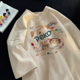 Белая хлопковая летняя футболка с коротким рукавом, в корейском стиле, круглый воротник