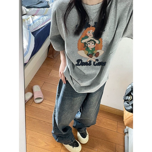 Ретро хлопковая летняя футболка, в американском стиле, оверсайз