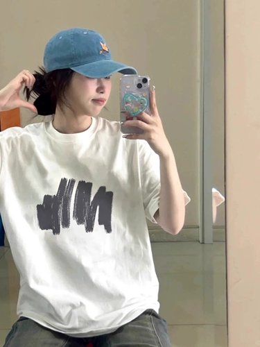 Летняя брендовая хлопковая футболка для отдыха, короткий рукав, в корейском стиле, в американском стиле