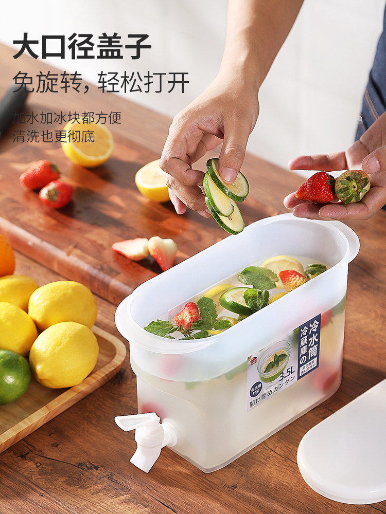 Beverage barrel with faucet put refrigerator bucket faucet iced juice barrel with faucet wine barrel cola barrel glass horizontal