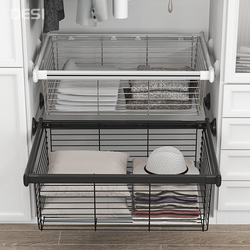 Wardrobe Nella Basket Drawer-style cloakroom pull-out pants frame telescopic home closet mesh basket containing storage basket-Taobao