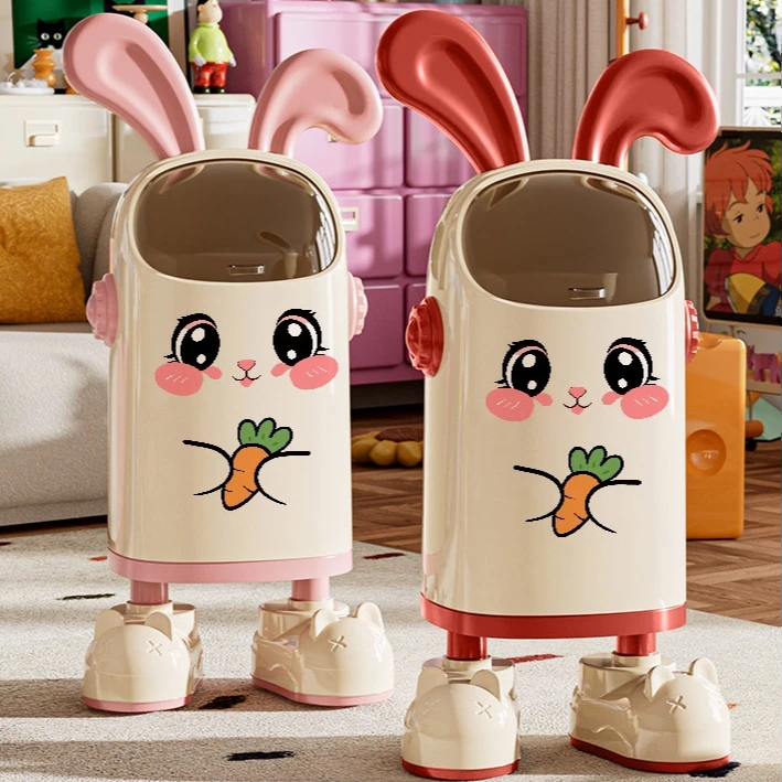 Cute Rabbit Trash Can for Home Use, Adorable and Aesthetically Pleasing, Creative Design for Living Room and Bedroom, Large Capacity with Lid, Suitable for Children's Room