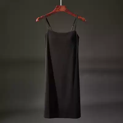 Black sling nightdress Women's one-piece sexy belt chest pad loose cotton home wear pajamas in summer pajamas