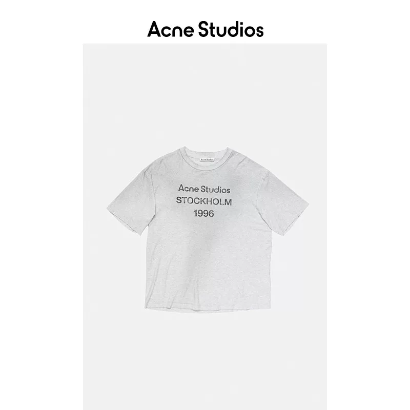 [Классический] Мужская и женская однотипная футболка с круглым вырезом Acne Studios 1996 в distressed-стиле, свободная, однотонная, с коротким рукавом