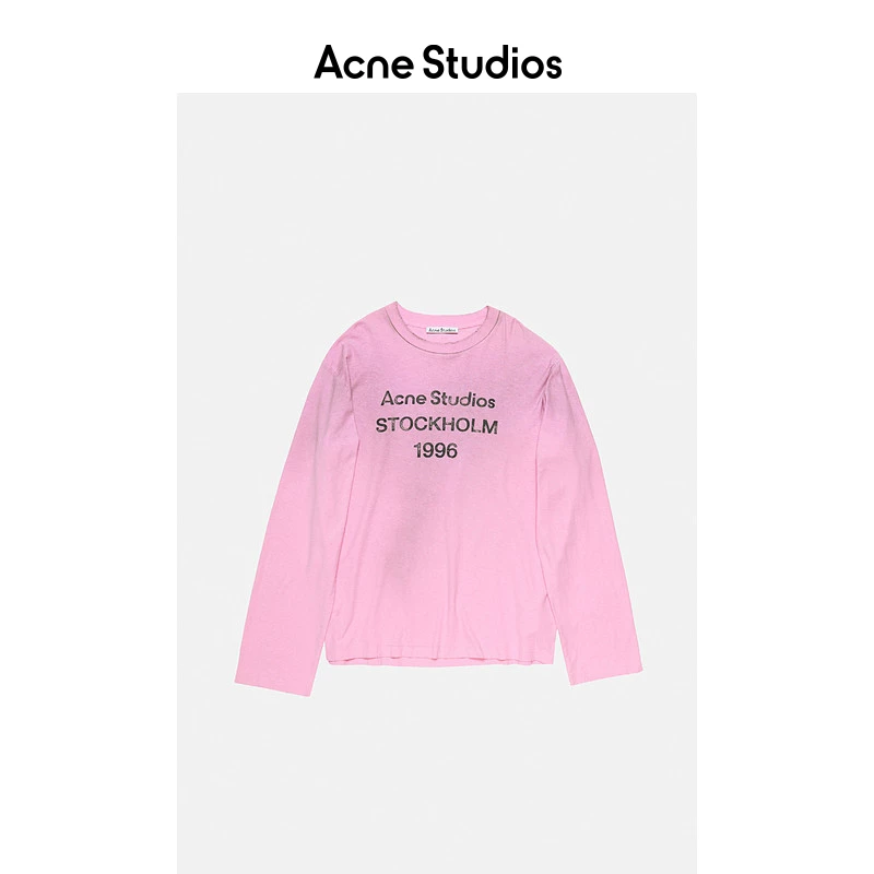 [Классика] Acne Studios Унисекс футболка с длинным рукавом, принт 1996, повседневная свободная, потрепанная