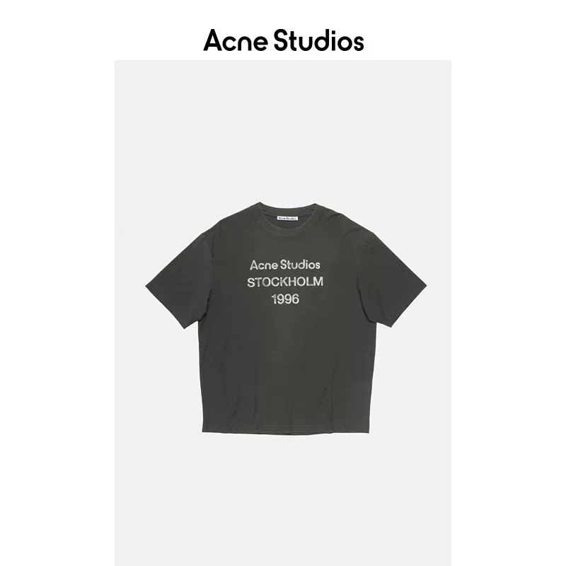 [Классический] Мужская и женская однотипная футболка с круглым вырезом Acne Studios 1996 в distressed-стиле, свободная, однотонная, с коротким рукавом