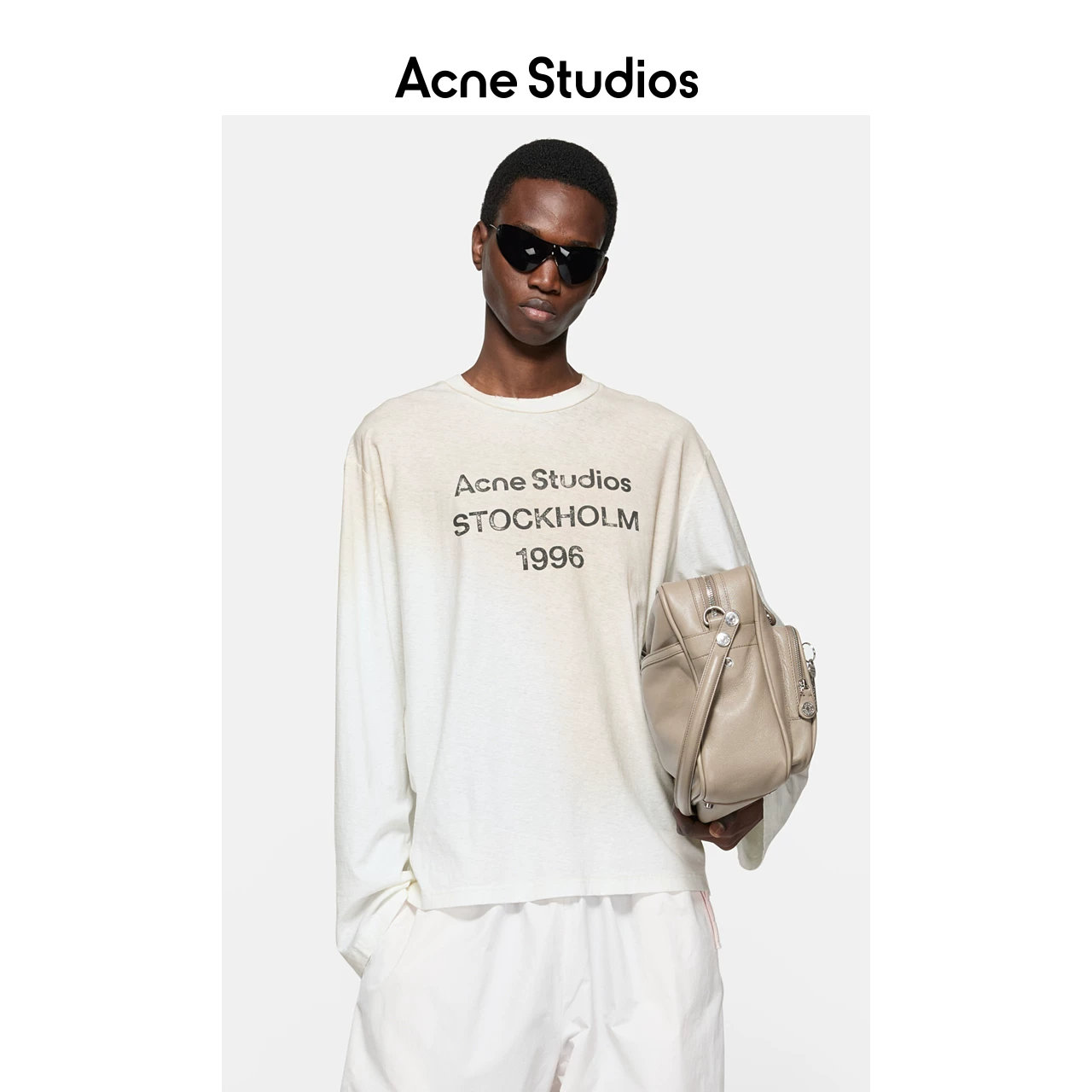 [Классика] Acne Studios Унисекс футболка с длинным рукавом, принт 1996, повседневная свободная, потрепанная
