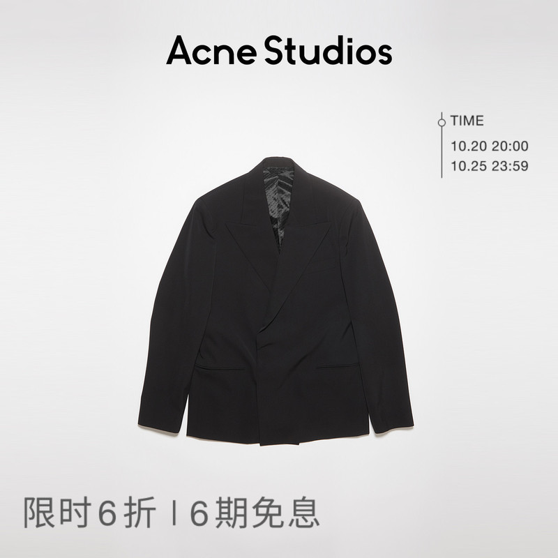 [Special Offer 40% off] Acne Studios Men's Double-Breasted Wool Blend Lapel Blazer Black