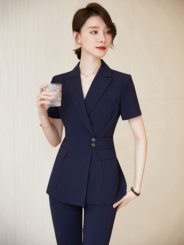 Suite suit female summer Sleeve Professional Clothes Goddess Fan Commuter Hotel Front Desk High-end Suite Clothes