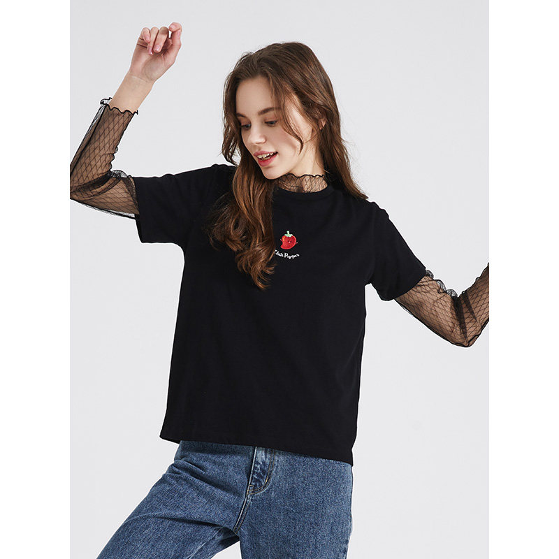 Hotwind 热风 女式印花短袖T恤 天猫优惠券折后￥49包邮（￥79-30）多色可选 网纱款长袖打底衫同价