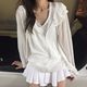 lụa băng mỏng dài tay phụ nữ knitshirt của mùa hè Hàn Quốc loose-fitting đội mũ trùm đầu áo nịt áo khoác nắng Pháp bảo vệ đầu