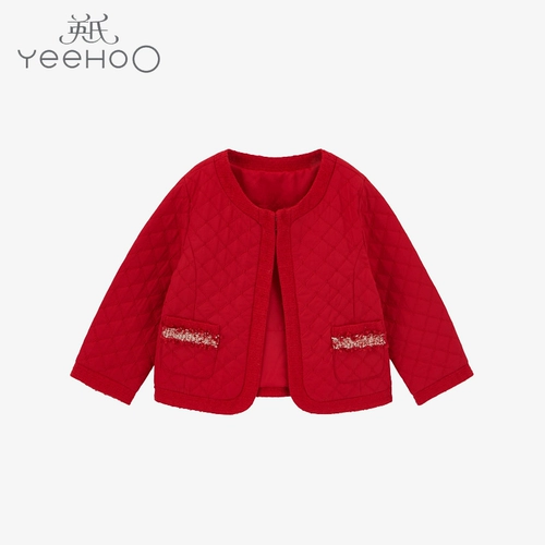 Красная куртка для девочек, стеганое термобелье, кардиган, детская одежда