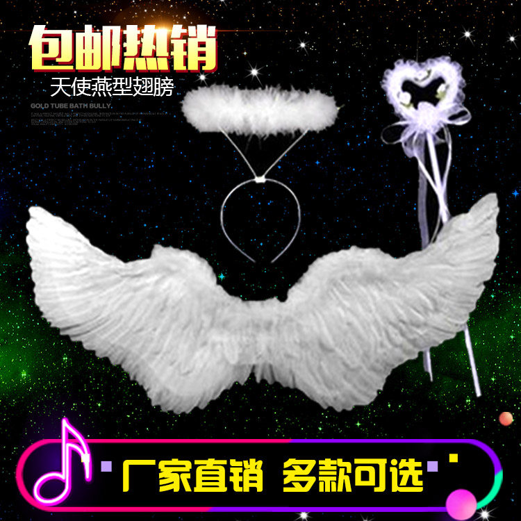 Angel wings adult children show black devil feather wings bride flower girl lolita wings props
