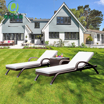 Outdoor Lying Bed Balcony Casual Rattan Chair Outdoor Patio Villa pool Lying Chair Folding Vines beach chair