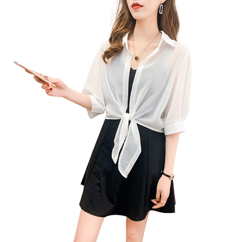 ເສື້ອຢືດ chiffon cardigan ເທິງບາງໆໃນລະດູຮ້ອນ