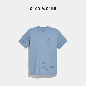 COACH/蔻驰口袋刺绣T恤男士短袖