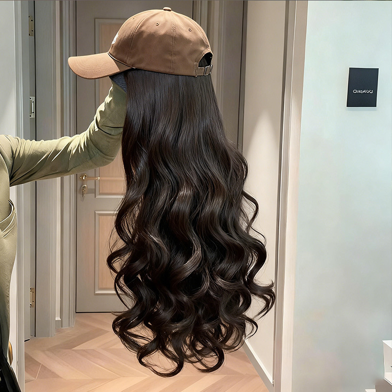 Wig Cap for Women 2025 New Style Baseball Cap Integrated Headgear Autumn and Winter Big Waves Volumizing Hair Photo Props Wig Cap for Women 2025 New Style Baseball Cap Integrated Headgear Autumn and Winter Big Waves Volumizing Hair Photo Props