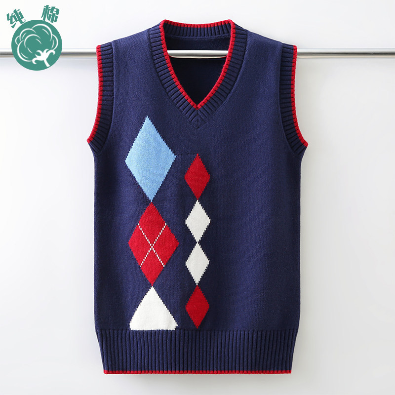 Boys in pure cotton knitting vest children in the spring of 2022 new boys wear a knitting shirt