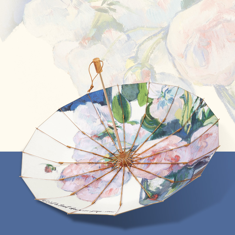 Known umbrella sturdy anti-wind umbrella female clear and rain dual-use large number double folding and shading sunshade sun protection against UV