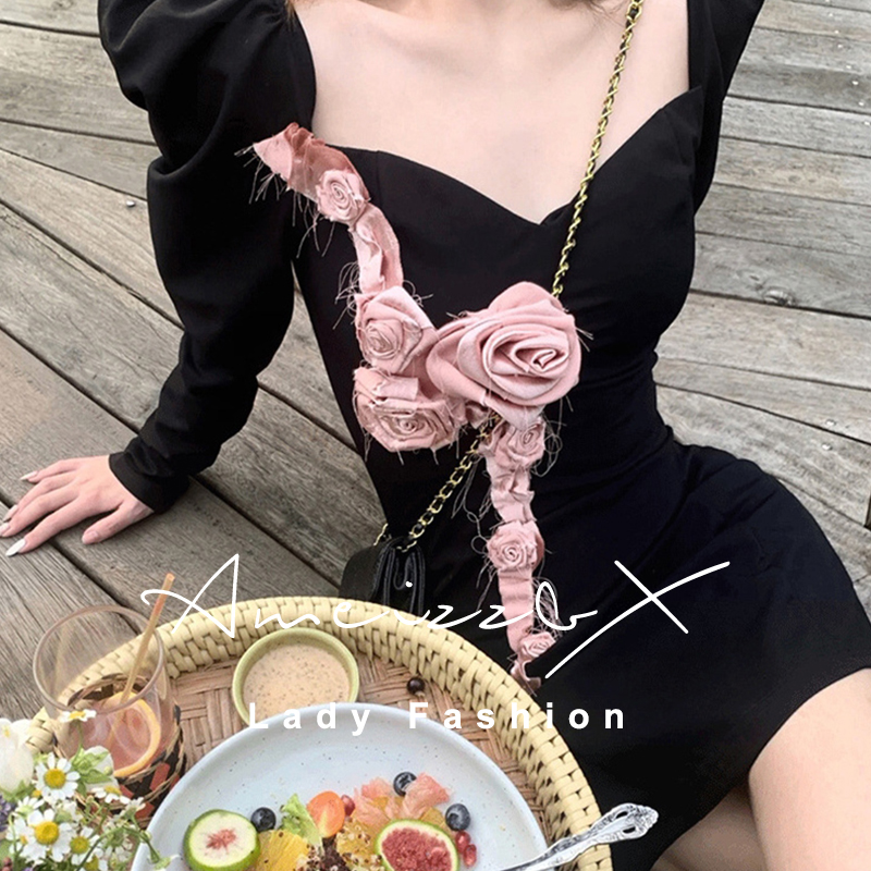 Sexy wind light luxury petal dress women 2022 spring new high-end fan temperament slim fashion hip skirt