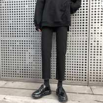 Black straight jeans womens autumn 2021 new loose high waist thin nine-point small cigarette tube pants