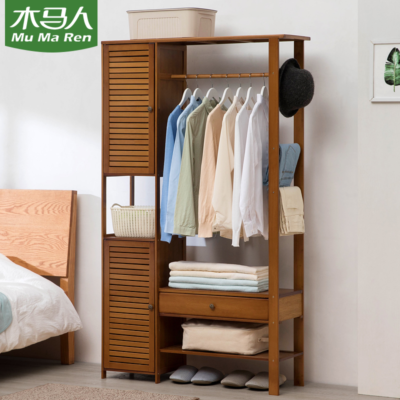 Trojan man simple wardrobe modern minimalist rental house household solid wood cloth assembly children's bedroom girls large wardrobe
