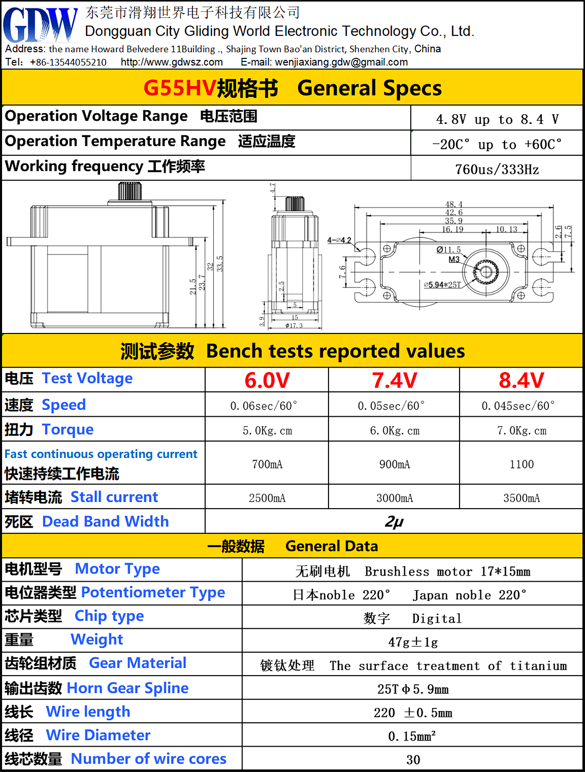 GDW G50 HV Servo / G55 New Generation Competition High Speed Brush Full