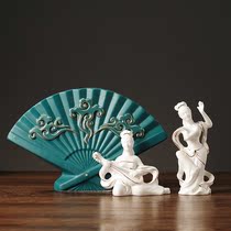 Ceramic art Living room wine cabinet Museum shelf Chinese classical figure ornaments Chinese style beauty home decorations