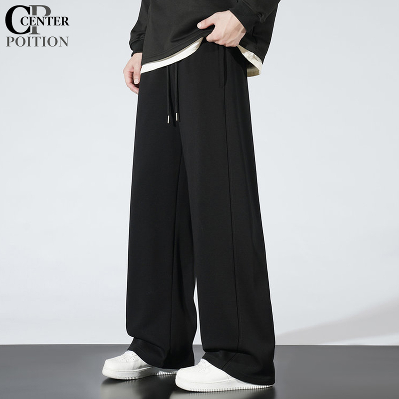 Center Position Zip Pocket Sweatpants for Men, Spring and Autumn Trendy Brand Loose Straight Casual Long Pants for Men Center Position Zip Pocket Sweatpants for Men, Spring and Autumn Trendy Brand Loose Straight Casual Long Pants for Men