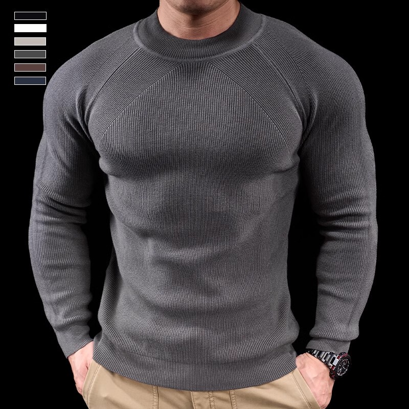 Autumn and Winter Sports Fitness Long-Sleeved Tops for Men, Casual Running Training Knitted Sweaters, Half Turtleneck Bottoming Shirts, T-Shirts Autumn and Winter Sports Fitness Long-Sleeved Tops for Men, Casual Running Training Knitted Sweaters, Half Turtleneck Bottoming Shirts, T-Shirts