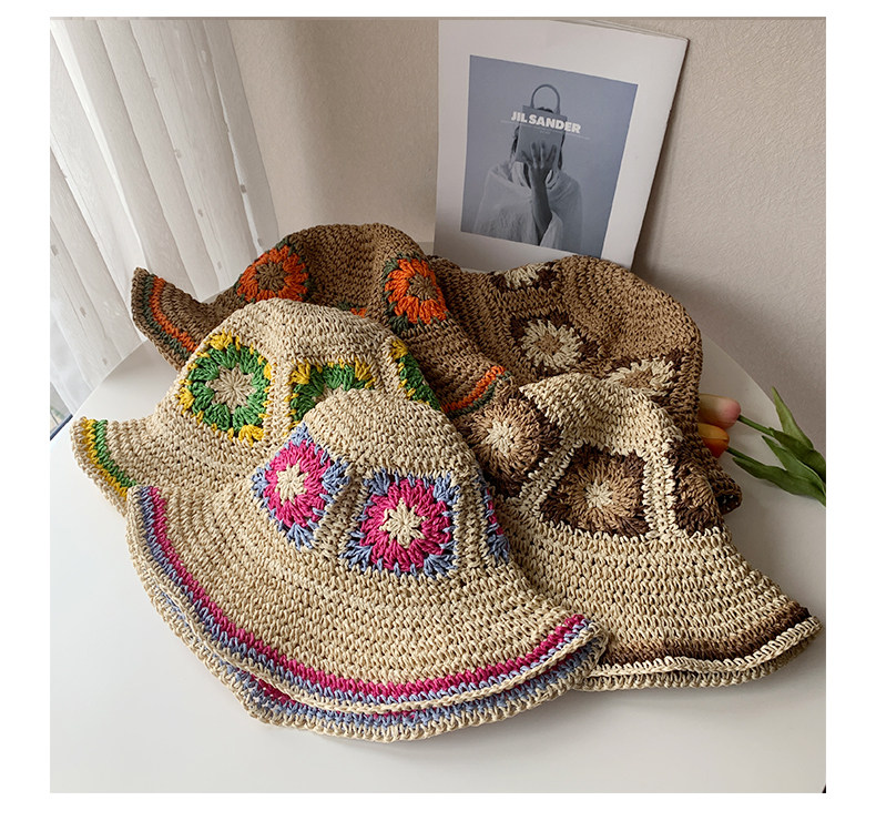 Women'S Gender Vacation Style Big Eaves Rim Women's Vacation Color Block Big Eaves Straw Hat