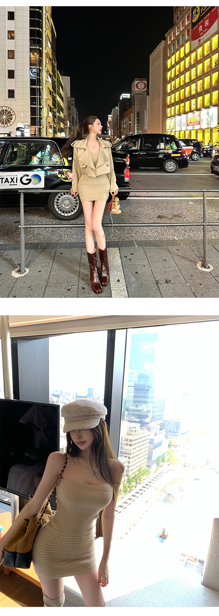 한국 품격 보트넥 오프숄더 백리스 튜브탑 ol 얼음 실크 드레스 작은 키 심장 기계 달콤한 매운맛 바람 타이트 스커트 상세 이미지 11