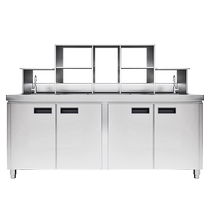  Tenggong water bar Commercial milk tea shop Stainless steel console refrigeration workbench Cold drink shop equipment full set of customization