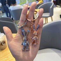 LVGEDETE upscale rabbit car key buckle pendant female key chain backpack hanging decoration gift old flower pendant