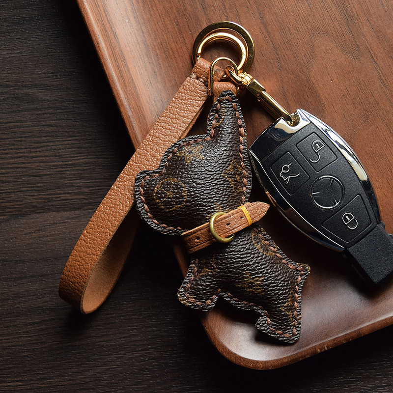LVGEDETE pharaoh bulldog car key buckle pendant handmade key necklace bag hanging decoration old flower pendant