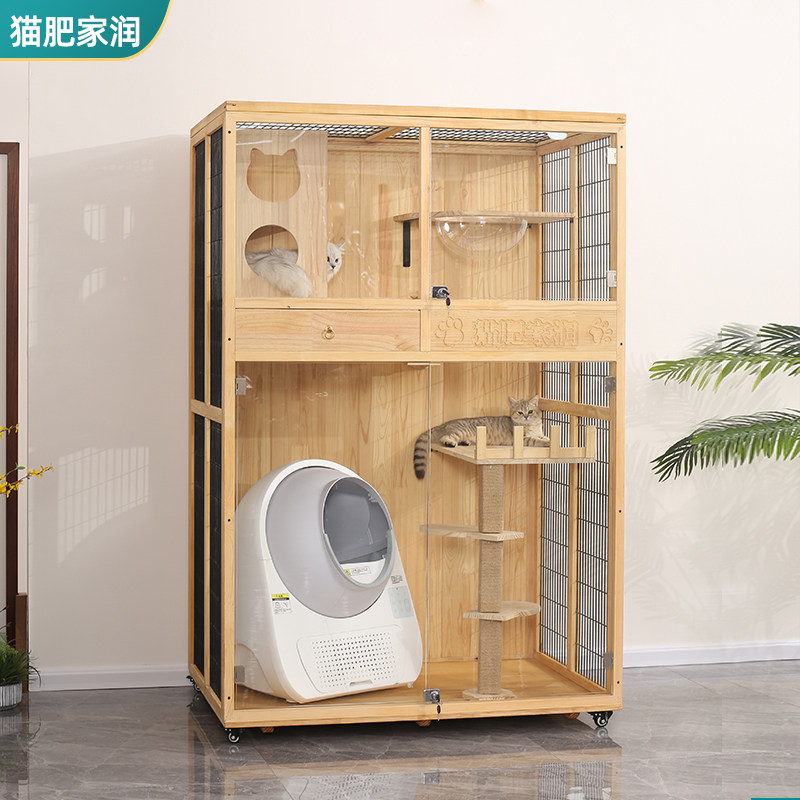 Solid wood cat cage super everyone with cat villa luxury cat house cat house custom breeding cage pet shop show cage