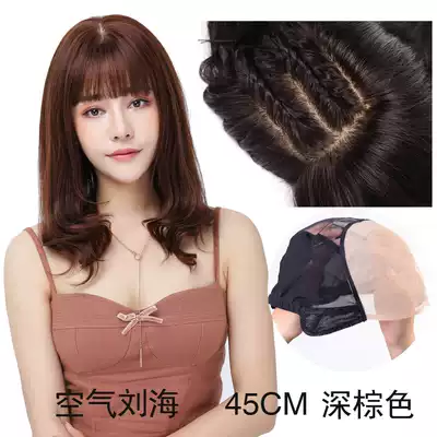 Full hand-woven real hair wig set female chemotherapy can be used double needle wig set thin and non-trace long straight hair wig