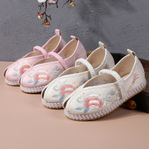 Childrens embroidered shoes womens fish mouth sandals summer Hanfu shoes girls ancient baby Tang suit Chinese style performance shoes