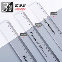 Able Transparent Ruler Sub with wave line Elementary students special 15 15 20 30cm 30cm cute cards