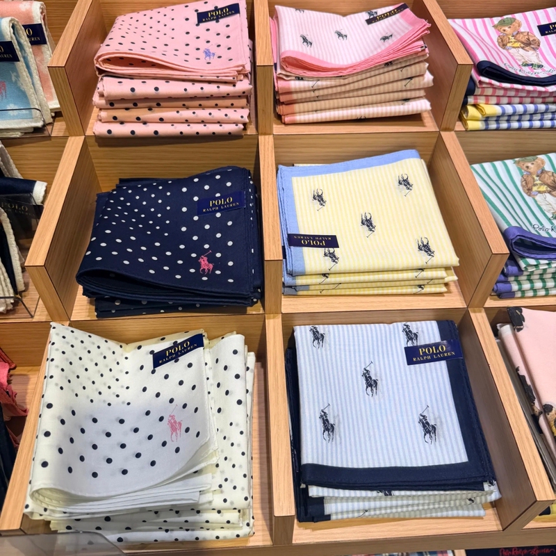 Japanese Store Purchases Polo Ralph Lauren Small Square Scarf, Silk Scarf, Small Neckerchief, Headscarf