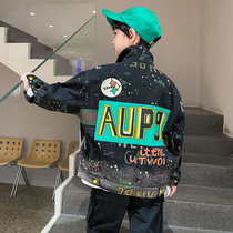 Boy Spring Clothing Denim Jacket Children Spring Autumn Jacket 2022 New Childrens Fashion Tide Cards Big Boy Fried Street Clothes Tide