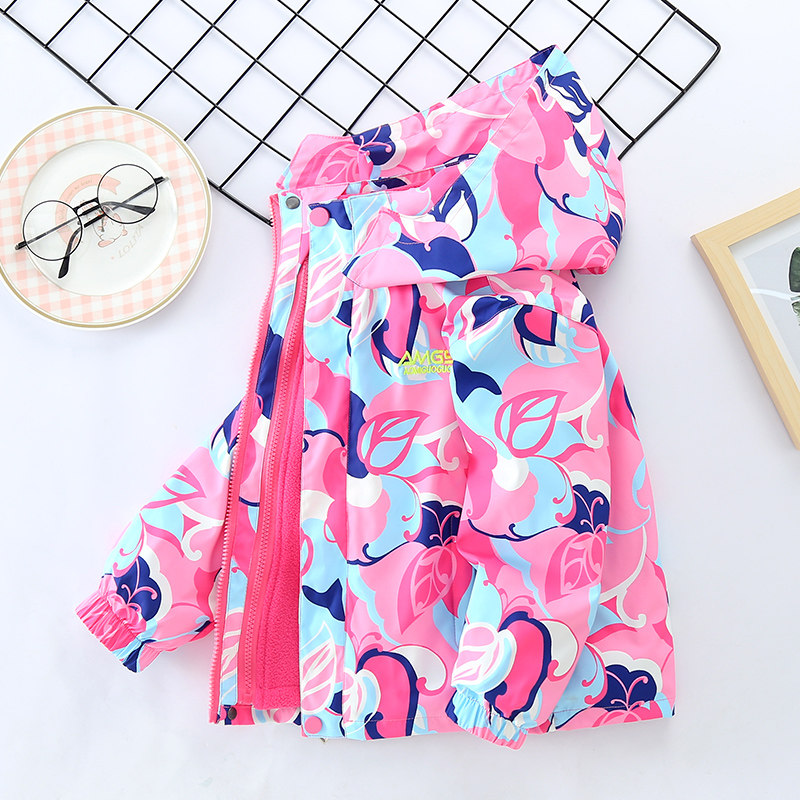 Girl child jacket child jacket 2022 new CUHK child baby autumn clothing spring autumn windproof three-in-one detachable