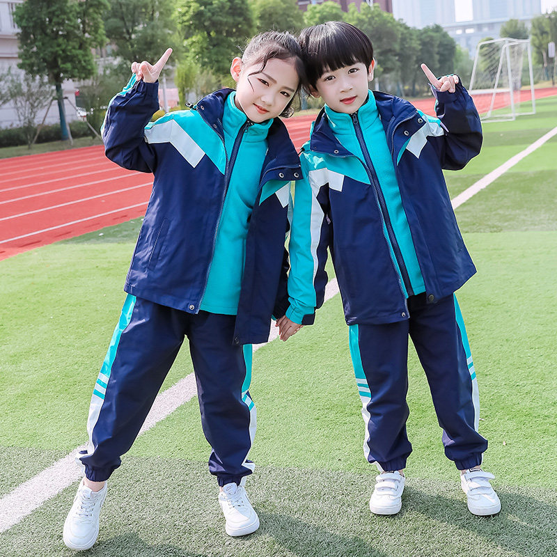 School uniforms for primary and middle school students, three sets of autumn and winter funds for children's class, and winter sports suit for kindergarten garden