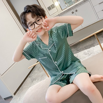Childrens sleepwear boy Summer thin Boy Short Sleeve Ice Silk Baby Summer Air Conditioning Suit Home Suit Tide