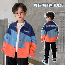 Childrens clothing Childrens denim 2021 Fall foreign air CUHK Tong jacket Chauded boy Cowboy jacket Spring and autumn cardio-hoodie